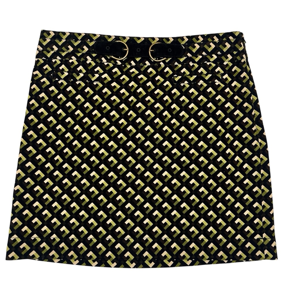 LOFT Black and Green Patterned Corduroy Women's Mini Skirt